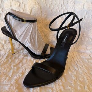 Nine West Black Strappy Ankle-Heel Sandals #513